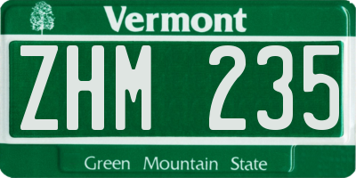 VT license plate ZHM235