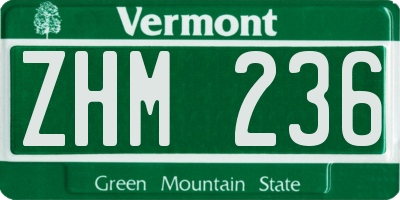 VT license plate ZHM236