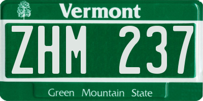 VT license plate ZHM237