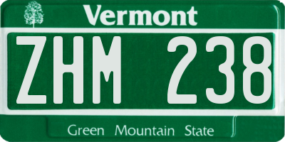 VT license plate ZHM238