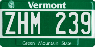 VT license plate ZHM239