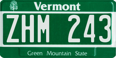 VT license plate ZHM243