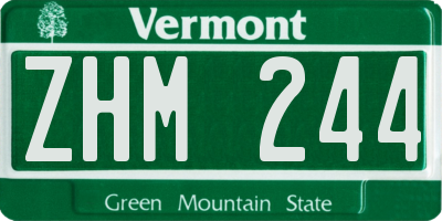 VT license plate ZHM244