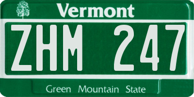 VT license plate ZHM247