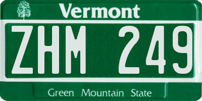 VT license plate ZHM249