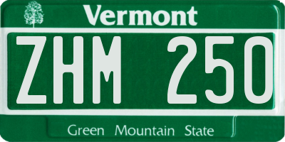 VT license plate ZHM250