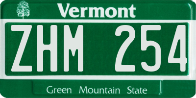 VT license plate ZHM254