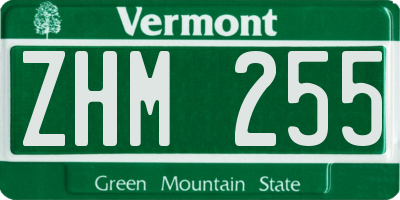 VT license plate ZHM255