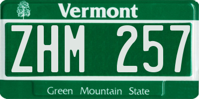 VT license plate ZHM257