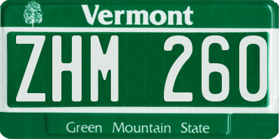 VT license plate ZHM260