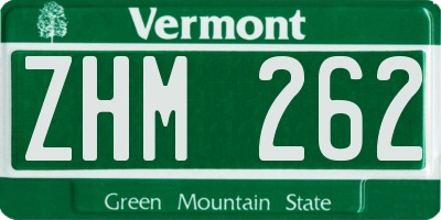 VT license plate ZHM262