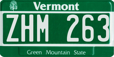 VT license plate ZHM263