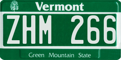 VT license plate ZHM266