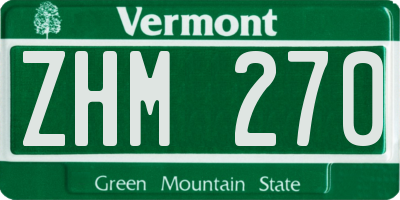 VT license plate ZHM270