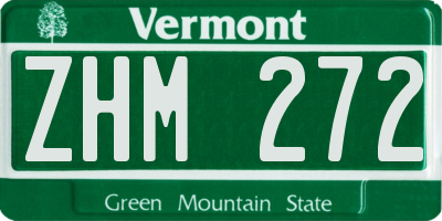 VT license plate ZHM272