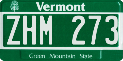 VT license plate ZHM273