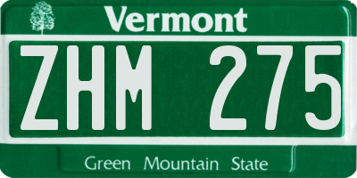 VT license plate ZHM275