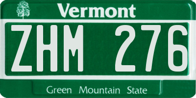 VT license plate ZHM276