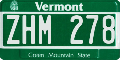VT license plate ZHM278