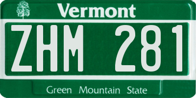 VT license plate ZHM281