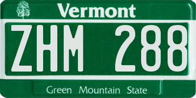 VT license plate ZHM288
