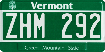 VT license plate ZHM292