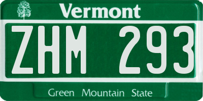 VT license plate ZHM293