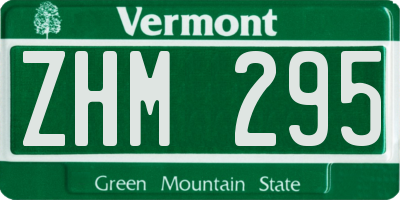 VT license plate ZHM295