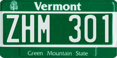 VT license plate ZHM301