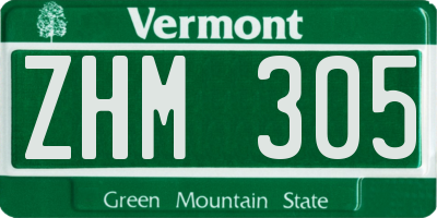 VT license plate ZHM305