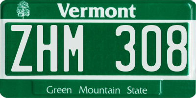 VT license plate ZHM308