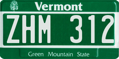 VT license plate ZHM312