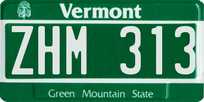 VT license plate ZHM313