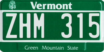 VT license plate ZHM315
