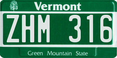 VT license plate ZHM316