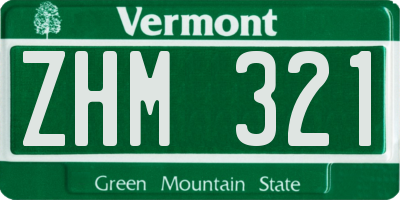 VT license plate ZHM321