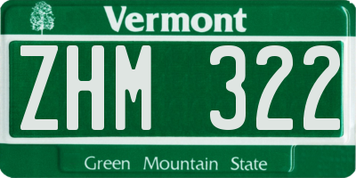 VT license plate ZHM322