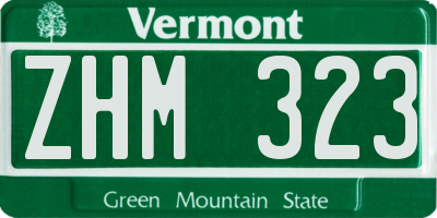 VT license plate ZHM323