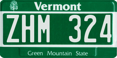 VT license plate ZHM324