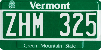 VT license plate ZHM325