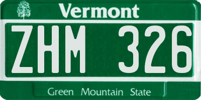 VT license plate ZHM326