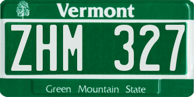 VT license plate ZHM327
