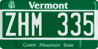 VT license plate ZHM335