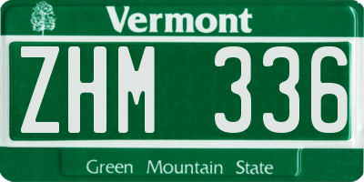 VT license plate ZHM336