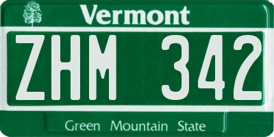 VT license plate ZHM342
