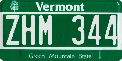 VT license plate ZHM344