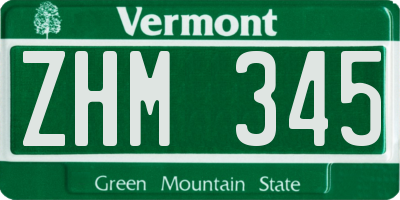 VT license plate ZHM345