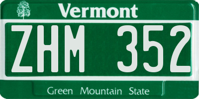 VT license plate ZHM352