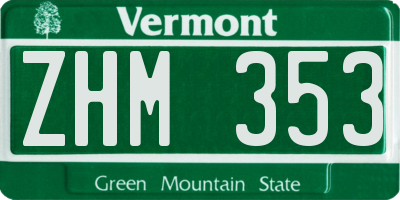 VT license plate ZHM353
