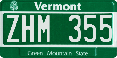 VT license plate ZHM355